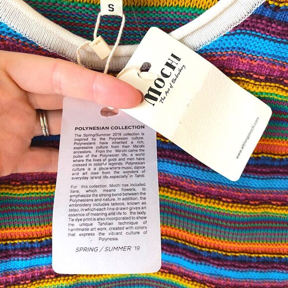 All Things Mochi NWT Knit Strappy Tank Top Rainbow Stripe Tassels Boho Festival - Picture 8 of 9